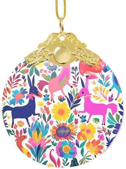 ¡RecomendadoAdornos de Navidad 2025 colgante redondo de cristal colgante de animales otomi mexicanos, decoraciones de árbol de Navidad para fiestas, bodas, chimeneas al aire libre¡Top de Temporada