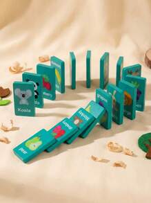 木制水果和动物配对游戏，桌面记忆配对多米诺骨牌益智玩具，教育逻辑认知发展游戏认知发展，智力游戏，木制游戏 - 彩色 - 查看 3