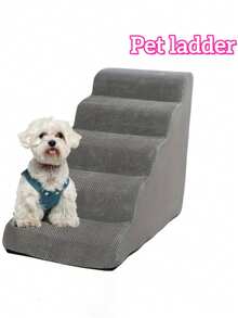 1/2/3/4/5 Level Pet Stairs, Bed Ramp, Anti-Slip & Durable, Removable & Washable. Suitable For Injured, Elderly Dogs & Cats, And Pets With Joint Pain - Grey - View 9