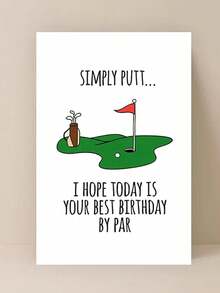 1pc "May This Be Your Best Birthday Ever" Greeting Card, Suitable For Gifting To Golfers, Fathers, Uncles On Their Birthday (Includes Random Envelopes) Back To School,Back To School,School Supplies - Type a - View 1
