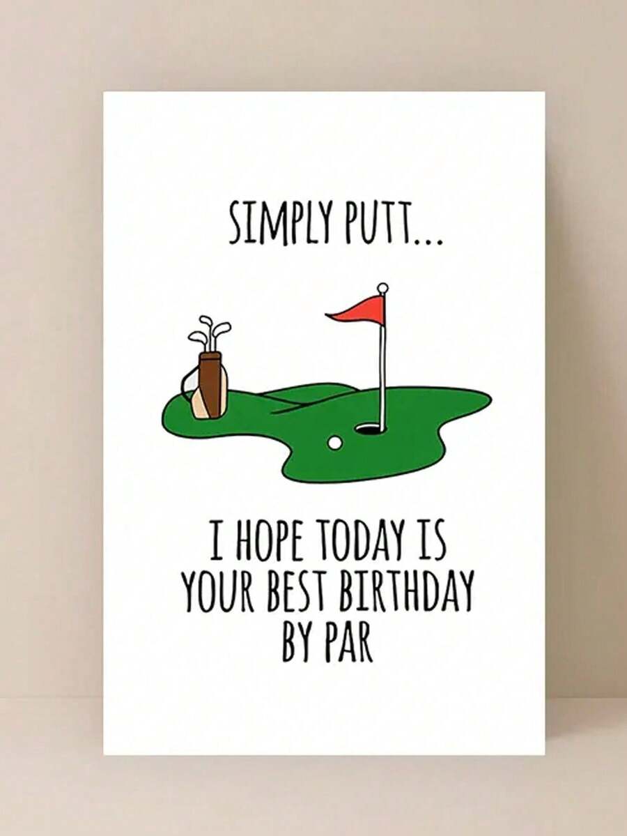 1pc "May This Be Your Best Birthday Ever" Greeting Card, Suitable For Gifting To Golfers, Fathers, Uncles On Their Birthday (Includes Random Envelopes) Back To School,Back To School,School Supplies - Type a - View 1