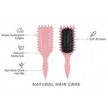 1pc Smooth Pink Back Hair Brush, Salon Styling Brush, Soft Bristle Beard Brush, Leopard Printed Comb, Edge Brush For Trimming Hair Edges, Providing Luster For All Hair Types, Straightening Curly Hair, Restoring Shine And Texture, Hair Clip, Home Supplies - Pink - View 7
