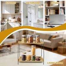 Coffee Station Organizer For Countertop, 2 Tier Coffee Bar Accessories And Organizer, Wooden Kitchen Storage & Organisation, Countertop Organiser For Kitchen, Home, Office  Countertop Storage Rack With Black Metal Frame, Easy Assembly - View 9