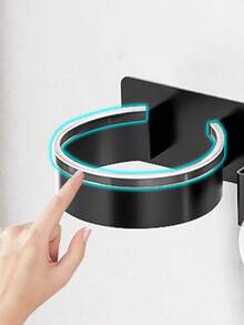 1PC 免钻孔壁挂式高品质卷发棒和吹风机支架，节省空间的浴室收纳架，现代收纳设计，适用于家庭浴室、卫生间和美发沙龙。 - 彩色 - 查看 12