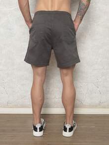 Men Denim Shorts - Dark Grey - View 4