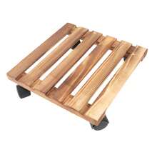 Plant Caddy Moveable Heavy Duty Lockable Thickened Wood Rolling Plant Stand with Universal Wheels for Indoor Outdoor Square - Carrito para plantas - Ver 3