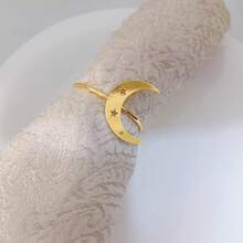 6 piezas Anillos para servilletas en forma de media luna, decoración creativa para la mesa de comedor, portaservilletas de tela para cocina y comedor, adecuados para reuniones, fiestas y picnics - Multicolor - Ver 9