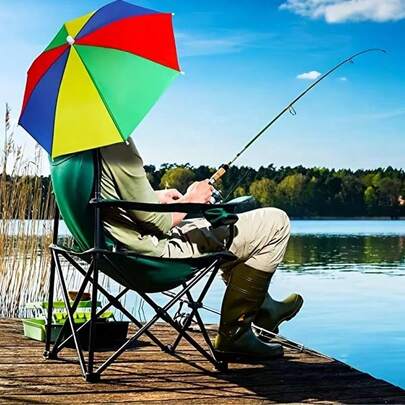 1 pezzo/2 pezzi Cappello ombrello da pesca per adulti, taglia grande/media/piccola; Ombrello parasole/pioggia pieghevole da esterno, cappello ombrello portatile unisex per escursionismo, campeggio, picnic, spiaggia, ciclismo e viaggi quotidiani, accessorio di protezione dalle intemperie, regalo per famiglia e amici