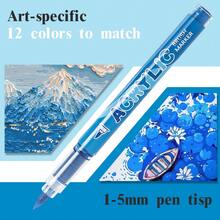 Bộ bút vẽ màu acrylic 84 màu, 7 sắc độ chuyển màu, 12 chiếc/hộp, khô nhanh, thích hợp cho vải bố, vải, đá, gốm sứ, gỗ và thủy tinh | Bộ dụng cụ thủ công chuyên nghiệp, quà tặng cho bé trai/bé gái (Giáng sinh & tựu trường) - Bút đánh dấu acrylic - Xem 7