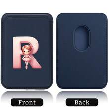 Elastic Magsafe Cardholder Slim Magnetic Wallet Vegan Leather Minimalist Designed Built-In Magnet Magnet Phone Bag Cover CellPhone Credit Card Holder For Apple12/13/14/15/16 Pro Max & Magsafe Case A-Z Astronaut Ballerina Girl Pattern - Teal Blue - View 10