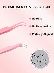 ARTSTAR 1pc Stainless Steel Curved Straight Eyebrow Tweezers False Eyelashes Nail Art Eyelash Tool - Baby Pink - View 6