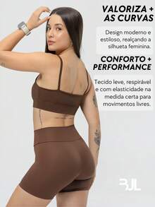 Women's Gym Shorts - Zero Transparency - Fitness Comfort - Running - Premium Spandex - Yoga - Compression Design - Volleyball - Óxido marrón - Ver 4