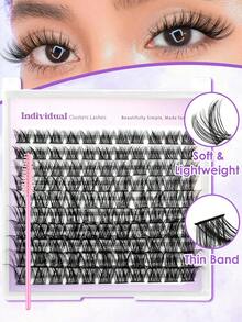 Rikuaild 110 piezas de extensiones de pestañas naturales, pestañas individuales con rizo D y forma abierta, longitud mixta de 8-16mm, pestañas postizas de aspecto natural - D - Ver 7