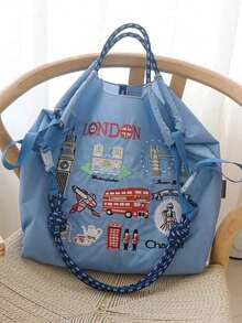 New Embroidered Pattern Large Capacity Tote Bag, Women's Fashion Versatile Shoulder Handbag - Multicolor - View 11