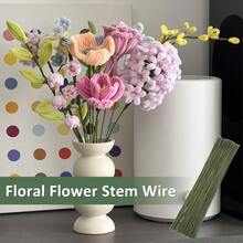 300 PCS 26 Gauge 14 Inch Floral Wire Stems Green Artificial Flower Stems Craft Flower Sticks For DIY Flower Making Wrapping Floral Arrangements Floral Crafts Decor - Green - View 5