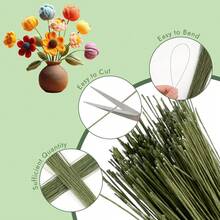300 PCS 26 Gauge 14 Inch Floral Wire Stems Green Artificial Flower Stems Craft Flower Sticks For DIY Flower Making Wrapping Floral Arrangements Floral Crafts Decor - Green - View 9