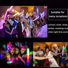 CamelParty 100PCS LED Light Up Foam Sticks Wand Rally Batons DJ Flashing Glow Stick Party Bulk Foam Glow Sticks With Colorful Flashing Glow In Dark Party Supplies, Glow Stick Bulk Party Pack For Wedding,Raves,Concert,Camping,Sporting Events,Pool Party, World Football Tournament - Xem 7