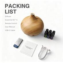 550ml Yellow Wood Grain Essential Oil Diffuser Ultrasonic Humidifier Auto Shut Off For Home Office Bedroom - Yellow - View 8