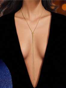 1pc Fashion Y Lariat Pendant Necklace Minimalist Style Dainty Thin Chain For Women Gold Plated  Simple Design Daily Party  Wear Adjustable Comfortable Elegant Female Jewelry All Match Outfit Accessory Great Gift For Birthday Anniversary Valentine Mother's Day Layering Necklace 2026 Hot  Luxury Lightweight Classic Jewellery - 黃金-1 - 查看 1