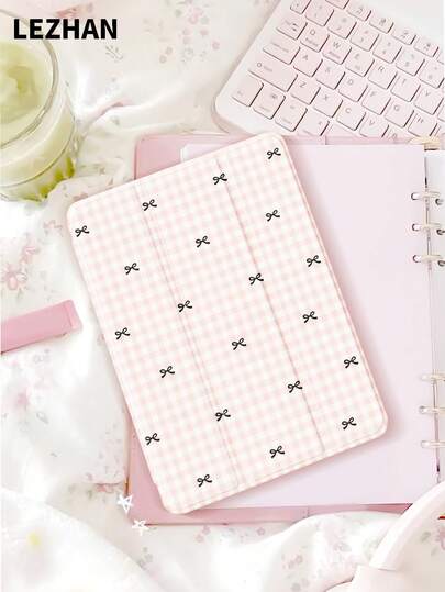 1pc Minimalist Plaid Bow Tablet Protective Case, Compatible With (A16) 11 Inch 11th Gen 2025/10th Gen, 10.2 Inch, Pro 2021/2020, Galaxy Tab A8 10.5 Inch 2022, Matepad 10.4/Tab, , Anti-Drop, With Pen Slot, Support Sleep/Wake, Gift For Kids/Family, Valentine's Day Gift