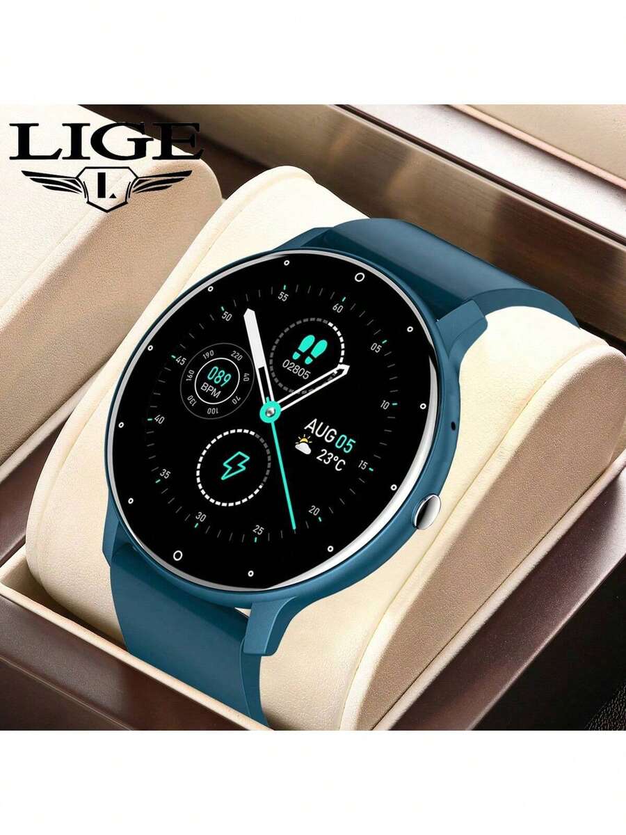 Reloj inteligente unisex con podómetro, contador de calorías, recordatorio de llamadas, rastreador de fitness resistente al agua, monitor de frecuencia cardíaca, monitor de presión arterial, monitor de sueño, alarma, recordatorio de mensajes, pronóstico del tiempo, cámara, recordatorio de sedentarismo, compatible con Android e iOS