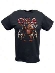 Oba Femi Graphic Print T-Shirt Black Sizes S To 3XL Athletic Pose Design With Red White Accents Casual Round Neck Tee For Adults Machine Washable Size S-3XL - màu đen - Xem 1