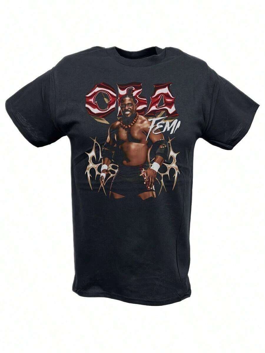 Oba Femi Graphic Print T-Shirt Black Sizes S To 3XL Athletic Pose Design With Red White Accents Casual Round Neck Tee For Adults Machine Washable Size S-3XL - màu đen - Xem 1