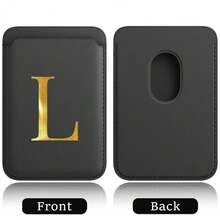 弹性 Magsafe 卡包，弹性皮革磁吸手机壳，内置磁铁，磁吸式手机套，适用于 Apple 12/13/14/15/16 Pro Max 和 Magsafe 手机壳，A-Z 字母图案 - 黑色 - 查看 33