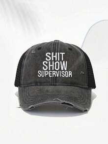 1顶绣有“SHOW SUPERVISOR”字样的做旧棒球帽，透气可调节户外高尔夫遮阳帽，男女皆宜，时尚弯檐遮阳帽，适合Y2K情侣佩戴 - 棒球帽 - 查看 21