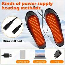 1 Pair Washable EVA Electric Heated Insoles, USB Powered, ≤36V Working Voltage, No Battery Needed, Suitable For Foot Warming, Comfortable Trimming - Multicolor - View 3