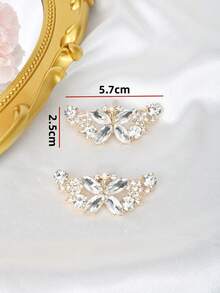 1对（2个）可拆卸DIY鞋饰，装饰性水钻月亮和花朵金属扣，金色、白色、黑色可选，时尚优雅的鞋夹，适用于高跟鞋、浅口鞋、新娘鞋、约会鞋、婚鞋 - 金色 - 查看 6