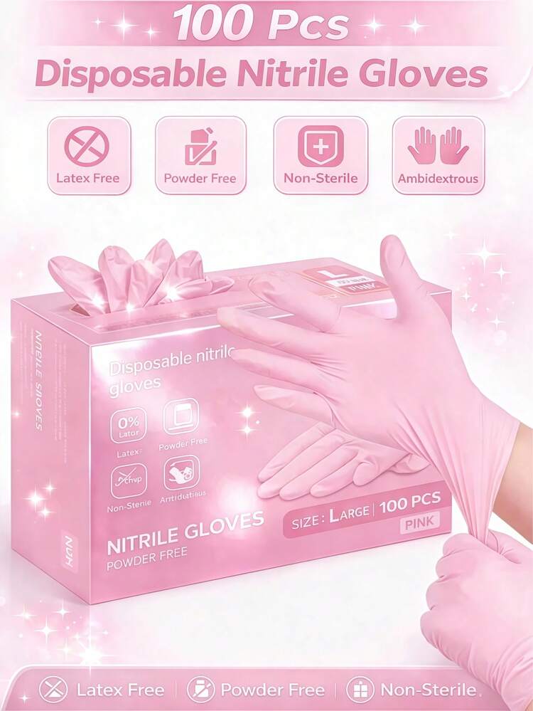 100pcs/Pack Disposable Nitrile Gloves, Blue/Purple, Powder-Free, Durable, Suitable For Household Cleaning, Kitchen, Bathroom, Cleaning, Food Handling, Tattoo, Beauty, Hair Dye, Pets, Salons, Available In Black, White, Pink, Blue, Green, Clear Disposable Gloves (Bagged) - Dark Purple - View 13