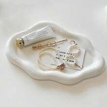 Jewelry Storage Tray-Decorative Tray-Ceramic Jewelry Dish For Women, Jewelry Tray Trinket Dish, Cloud Jewelry Holder Plate, Watch Keys Tray Ring Dish Holder For Mother's Day/Christmas/Thanksgiving/Birthday Gift(Silver) - trắng - Xem 1