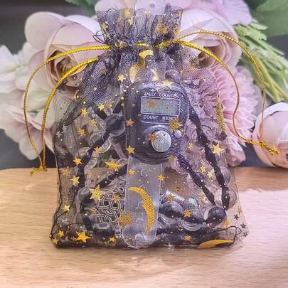 斋月祈祷套装（2件套） - 念珠手链 + 戒指计数器，精美糖果礼品袋，斋月和开斋节必备，斋月祈祷计数器，便携式祈祷配件