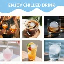 硅胶小冰球模具，威士忌冰块托盘，家用软冰制冰器，圆形冰球模具 - 彩色 - 查看 9