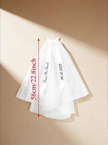 定制新娘头纱，适合婚礼、单身派对、闺蜜之夜、新娘腰带、新娘头饰、米白色发饰、准新娘头纱 - 彩色 - 查看 3