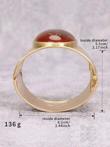 1pc Fashionable Luxury Exaggerated Outline Inlaid Oval Yellow & Green Resin Bangle Bracelet, Gift For Girlfriend, Wife, Friend - Resin Inlay - View 10