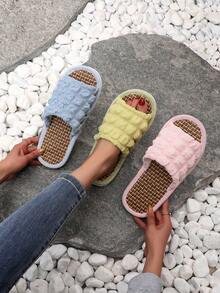 New Puff Breathable Sandals, Hollow-Out Soft Plush Cooling Comfortable Indoor/Outdoor Slippers - Pink - View 7