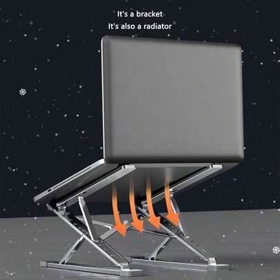 1pc Aluminum Alloy Adjustable Dual-Layer Laptop Stand, Portable Multi-Angle Stable Support, Ergonomic Design To Improve Viewing Angle And Heat Dissipation, High-Quality Laptop Stand