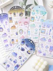 3D立体环氧树脂水晶贴纸、树脂贴纸、梦幻月亮系列贴纸 - 彩色 - 查看 1
