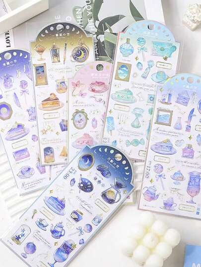 3D立体环氧树脂水晶贴纸、树脂贴纸、梦幻月亮系列贴纸