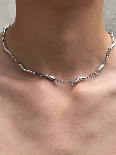 1 pieza Collar de onda retorcida moderno y minimalista, unisex, con textura de onda, versátil para usar casual o elegante, ideal para uso diario, citas y como regalo
