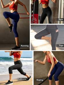 1-Pack Women's Capri Leggings | Black, Grey, Red & Blue - Ultra Soft, High-Waisted For Summer Outfits For Women & Beach Trips | No See-Through, Perfect For Casual & Vacation Outfits Women Love - 灰色 - 查看 6