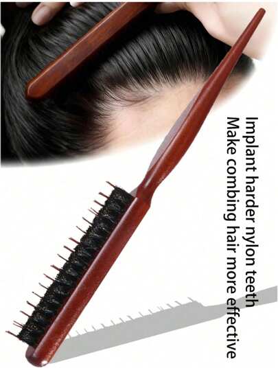 Boar Bristle Slick Back Hair Brush For Sleek Ponytail Bun & Smoothing Baby Hairs, Flyaways, Edge Control-Backcombing & Teasing Hairbrush With Wide Rat Tail For Sectioning & Parting, Hair Brush, Comb, Hair Tools, Hair Products And Accessories For Barber Salon Beauty Travel Essentials