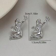 1 Pair Retro Frog Design Earrings, Unique Quirky Cute Animal Earrings, Versatile Fashionable Accessory - Frog - View 5