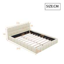 MISNODE Upholstered Bed 140x190, 140/160 X 200 Cm, Double Bed With Slatted Frame, Linen, Youth Bed, Adult Bed, Easy Assembly, Beige, Without Mattress - 米色 - 查看 13