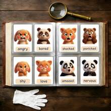18 tarjetas flash de emociones de animales de dibujos animados - Multicolor - Ver 2