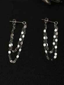 一对少女魅力水滴耳环，适合日常装饰、派对首饰或生日礼物 - 銀色 - 查看 2