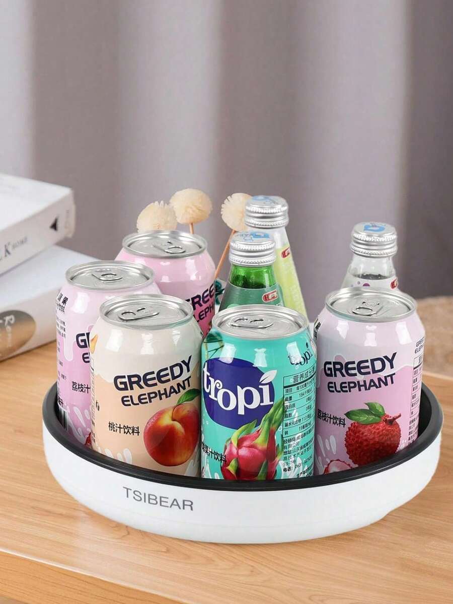 1pc 360° Rotating Spice Rack Turntable Cupboard Pantry Cabinet Organizer Non-Slip Condiment Holder Shelf Kitchen Storage Tray - Multicolor - View 1