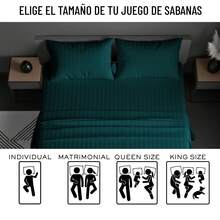 Juego de Sabanas para Cama, Sabana Bajera, Sabana Plana y Funda de Almohada, Cajon Amplio, 2800 Hilos, Premium, Tamaño Individual Matrimonial Queen King - Jade - Ver 7